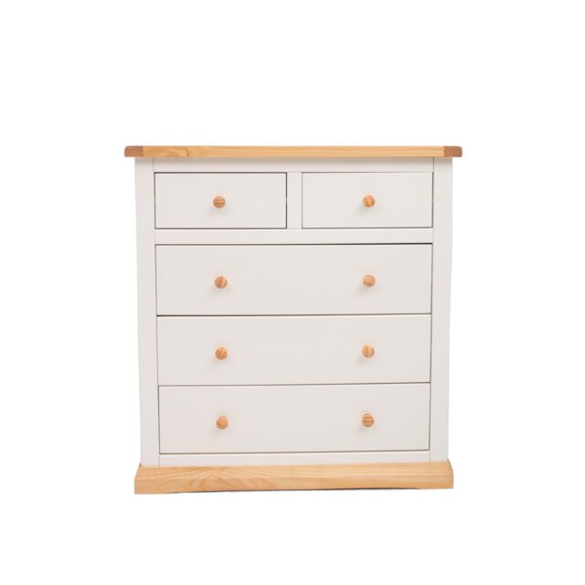 Cabinet Bits Trevi 5 Drawer Chest of Drawers Wood Knob in Off-White - image 1