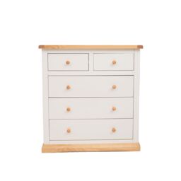 Cabinet Bits Trevi 5 Drawer Chest of Drawers Wood Knob in Off-White - thumbnail 1