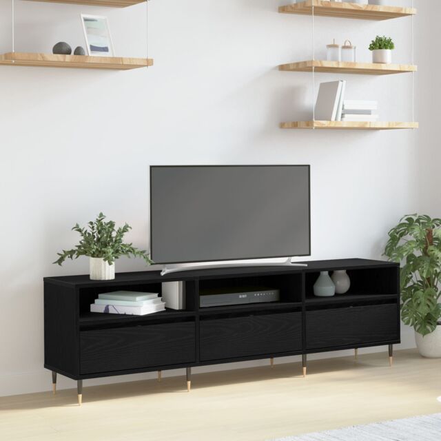 Berkfield Home TV Cabinet Black Oak 150x30x44.5 cm Engineered Wood - image 1