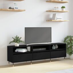 Berkfield Home TV Cabinet Black Oak 150x30x44.5 cm Engineered Wood - thumbnail 1