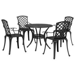 Berkfield Home 5 Piece Garden Dining Set Black Cast Aluminium - thumbnail 1