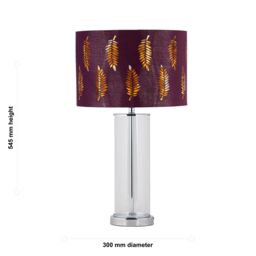 First Choice Lighting Set of 2 Aura - Chrome Table Lamps with Burgundy Fern Cut Out Shades in Silver - thumbnail 6