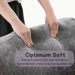 FURNITURE ONE Velvet Upholstered Sofa Set, Sectional Couch Suite-2+3 Set in Grey - Size: 1 Pack - thumbnail 7