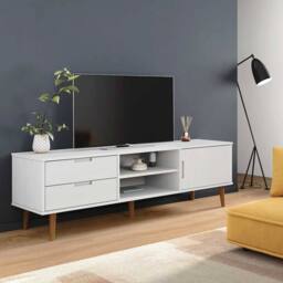 Berkfield Home TV Cabinet MOLDE White 158x40x49 cm Solid Wood Pine - Size: 158 x 40 x 49 cm - thumbnail 2