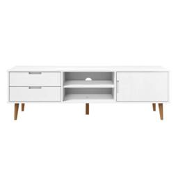 Berkfield Home TV Cabinet MOLDE White 158x40x49 cm Solid Wood Pine - Size: 158 x 40 x 49 cm - thumbnail 6