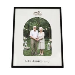 Happy Homewares 60th Anniversary Matte Black 5x7 Picture Frame with Diamante Rings - thumbnail 3