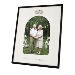 Happy Homewares 60th Anniversary Matte Black 5x7 Picture Frame with Diamante Rings - thumbnail 1