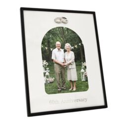 Happy Homewares 60th Anniversary Matte Black 5x7 Picture Frame with Diamante Rings - thumbnail 2