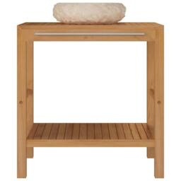 Berkfield Home Bathroom Vanity Cabinet Solid Teak with Sink Marble Cream in Brown - thumbnail 3