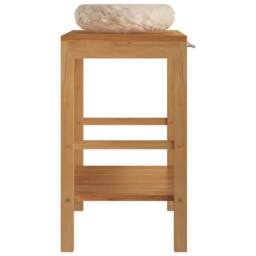 Berkfield Home Bathroom Vanity Cabinet Solid Teak with Sink Marble Cream in Brown - thumbnail 4