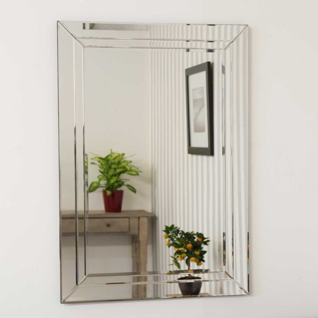 MirrorOutlet Cranbury All Glass Large Wall Mirror 100 x 70 CM in Silver - Size: 1 Pack - image 1