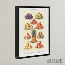 "Artery8 Summer Dessert Fruit Kitchen Mrs Beeton Framed Canvas Wall Art Print in Yellow - Size: W12"" x H16""" - thumbnail 2