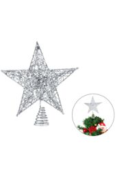 Living and Home 20cm Christmas Tree Topper Silver Glitter Christmas Tree Star with LED Lights - thumbnail 4
