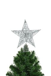 Living and Home 20cm Christmas Tree Topper Silver Glitter Christmas Tree Star with LED Lights - thumbnail 3