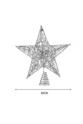 Living and Home 20cm Christmas Tree Topper Silver Glitter Christmas Tree Star with LED Lights - thumbnail 7