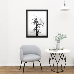 "Artery8 Wall Art Print Lone Dead Tree Silhouette Black White Large Framed Wall Décor Art - Size: W18"" x H24""" - thumbnail 2