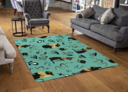 Benjamin Tate Design Hand Painting Abstract, Ancient Egypt Horus Eye Signs Designer Rug in Natural - Size: Large - thumbnail 2