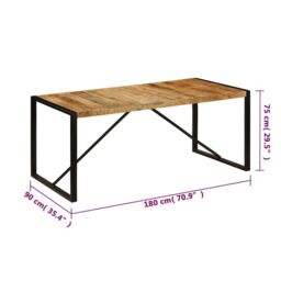 Berkfield Home Dining Table 180x90x75 cm Solid Mango Wood in Brown - Size: 180 x 90 x 75 cm - thumbnail 6