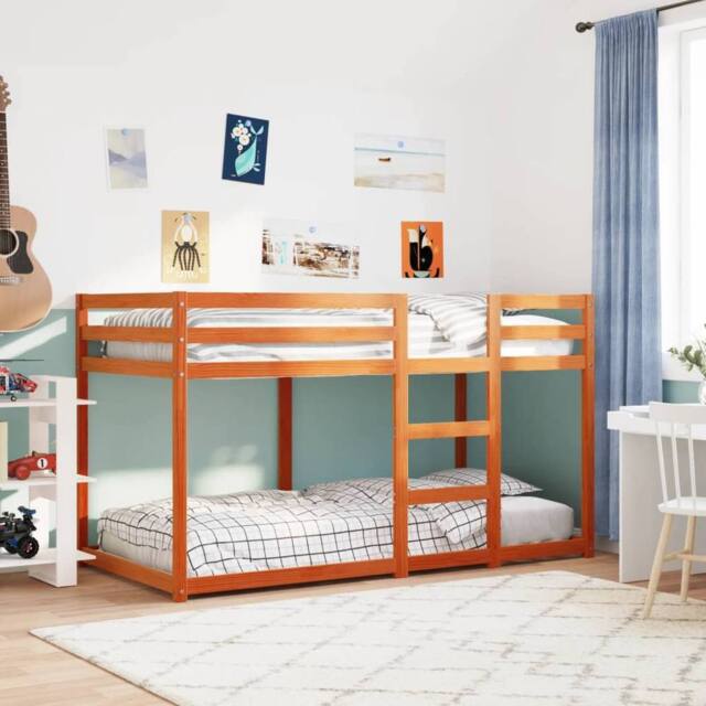 Berkfield Home Bunk Bed without Mattress Wax Brown 90x190 cm Single Solid Wood Pine - image 1