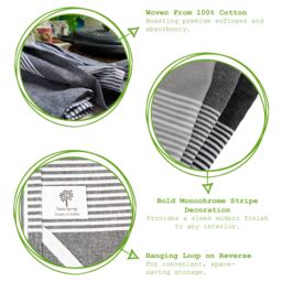 Nicola Spring 100% Cotton Tea Towel Absorbent Kitchen Dish Cloth Drying Towels - 70cm x 50cm - Pack of 4 in Light Grey - thumbnail 2