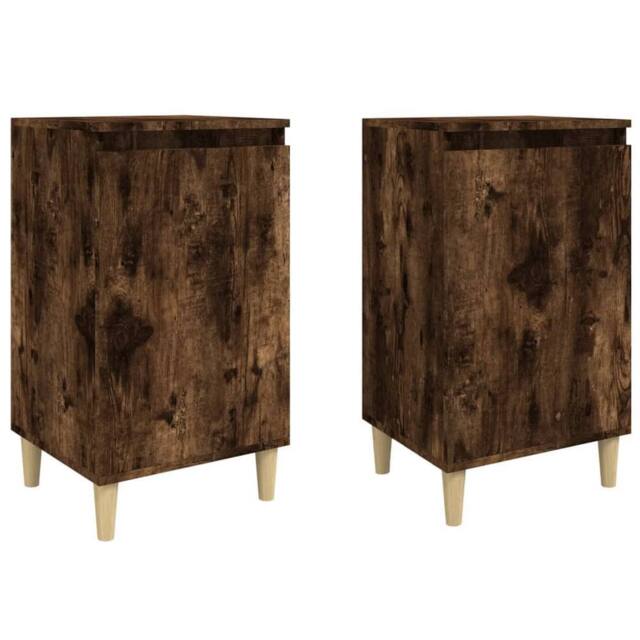 Berkfield Home Bedside Cabinets 2 pcs Smoked Oak 40x35x70 cm Engineered Wood in Brown - Size: 40 x 35 x 70 cm - image 1
