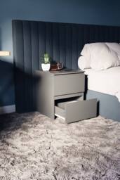 HD Designs Denver 2 Drawer Bedside Chest Of Drawers Bedroom Furniture in Grey - thumbnail 5