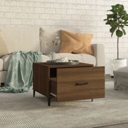 Berkfield Home Coffee Tables with Metal Legs 2 pcs Brown Oak 50x50x40 cm - Size: 50 x 50 x 40 cm - thumbnail 3