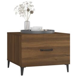 Berkfield Home Coffee Tables with Metal Legs 2 pcs Brown Oak 50x50x40 cm - Size: 50 x 50 x 40 cm - thumbnail 4