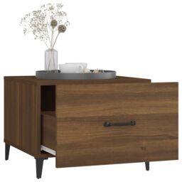 Berkfield Home Coffee Tables with Metal Legs 2 pcs Brown Oak 50x50x40 cm - Size: 50 x 50 x 40 cm - thumbnail 5