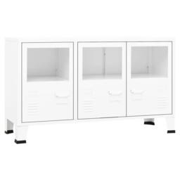 Berkfield Home Industrial Sideboard White 105x35x62 cm Metal & Glass - Size: 105 x 35 x 62 cm