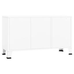 Berkfield Home Industrial Sideboard White 105x35x62 cm Metal & Glass - Size: 105 x 35 x 62 cm - thumbnail 5