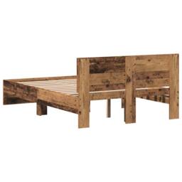 Berkfield Home Bed Frame with Headboard Old Wood 120 x 190 cm Solid Wood in Brown - thumbnail 7