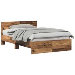 Berkfield Home Bed Frame with Headboard Old Wood 120 x 190 cm Solid Wood in Brown - thumbnail 3