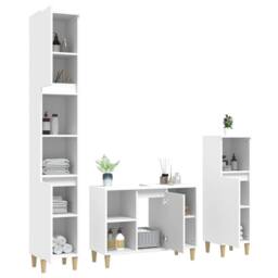 Berkfield Home Durable 3 Piece Bathroom Furniture Set White Engineered Wood - thumbnail 4