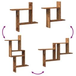 Berkfield Home Durable Wall Shelves 2 pcs Old Wood 50x12x50 cm Engineered Wood in Brown - Size: 50 x 12 x 50 cm - thumbnail 7