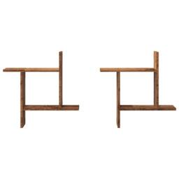Berkfield Home Durable Wall Shelves 2 pcs Old Wood 50x12x50 cm Engineered Wood in Brown - Size: 50 x 12 x 50 cm - thumbnail 4
