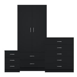 Home Discount Vida Designs Riano 3Pc Bedroom Set - 3 Drawer Bedside & 5 Drawer Chest in Black - thumbnail 8