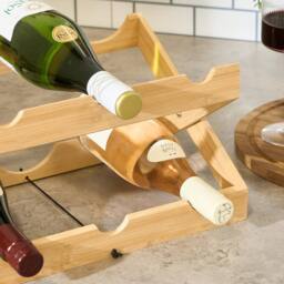 OHS 2-Tier Bamboo Wine Rack Bottle Holder Freestanding Storage Shelf in Natural - thumbnail 2