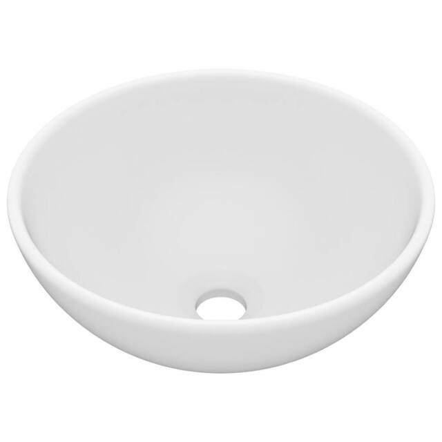 Berkfield Home Luxury Bathroom Basin Round Matt White 32.5x14 cm Ceramic - image 1