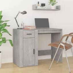 Berkfield Home Desk Concrete Grey 100x49x75 cm Engineered Wood - Size: 100 x 49 x 75 cm - thumbnail 2