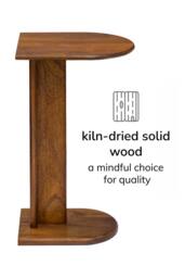 MH London Ivy Solid Wood C Shaped Living Room Sofa Side Table Bedside End Table in Walnut - thumbnail 6