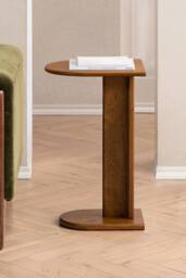 MH London Ivy Solid Wood C Shaped Living Room Sofa Side Table Bedside End Table in Walnut - thumbnail 2