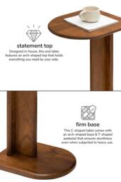 MH London Ivy Solid Wood C Shaped Living Room Sofa Side Table Bedside End Table in Walnut - thumbnail 7