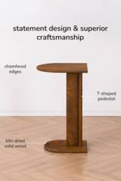 MH London Ivy Solid Wood C Shaped Living Room Sofa Side Table Bedside End Table in Walnut - thumbnail 4