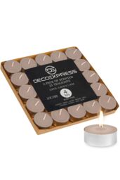 Deco Express Scented 25 Packs Tealights - Log Fire in Beige