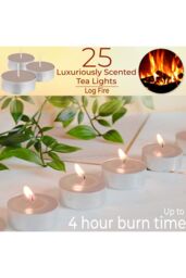Deco Express Scented 25 Packs Tealights - Log Fire in Beige - thumbnail 2