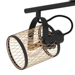 Eglo Dellow 2 Light Black Steel Lattice Style Adjustable Wall or Ceiling Spotlight - thumbnail 3