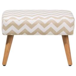 Wyld and Coco Beige Cotton Footstool with Rubberwood Legs - Chevron Pattern - thumbnail 3
