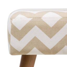 Wyld and Coco Beige Cotton Footstool with Rubberwood Legs - Chevron Pattern - thumbnail 7