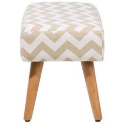 Wyld and Coco Beige Cotton Footstool with Rubberwood Legs - Chevron Pattern - thumbnail 5
